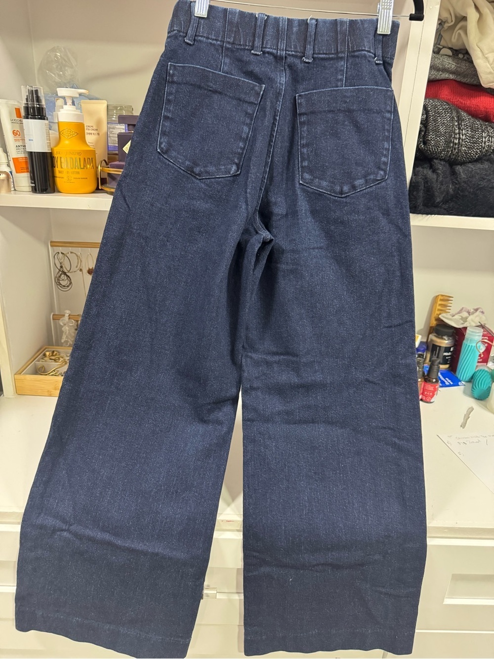 UNIQLO Wide Trouser Jeans High Rise Wide Leg Navy Size S - Picture 4 of 7